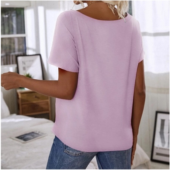 Solid Batwing Sleeve Short Sleeve Top - Picture 3 of 5
